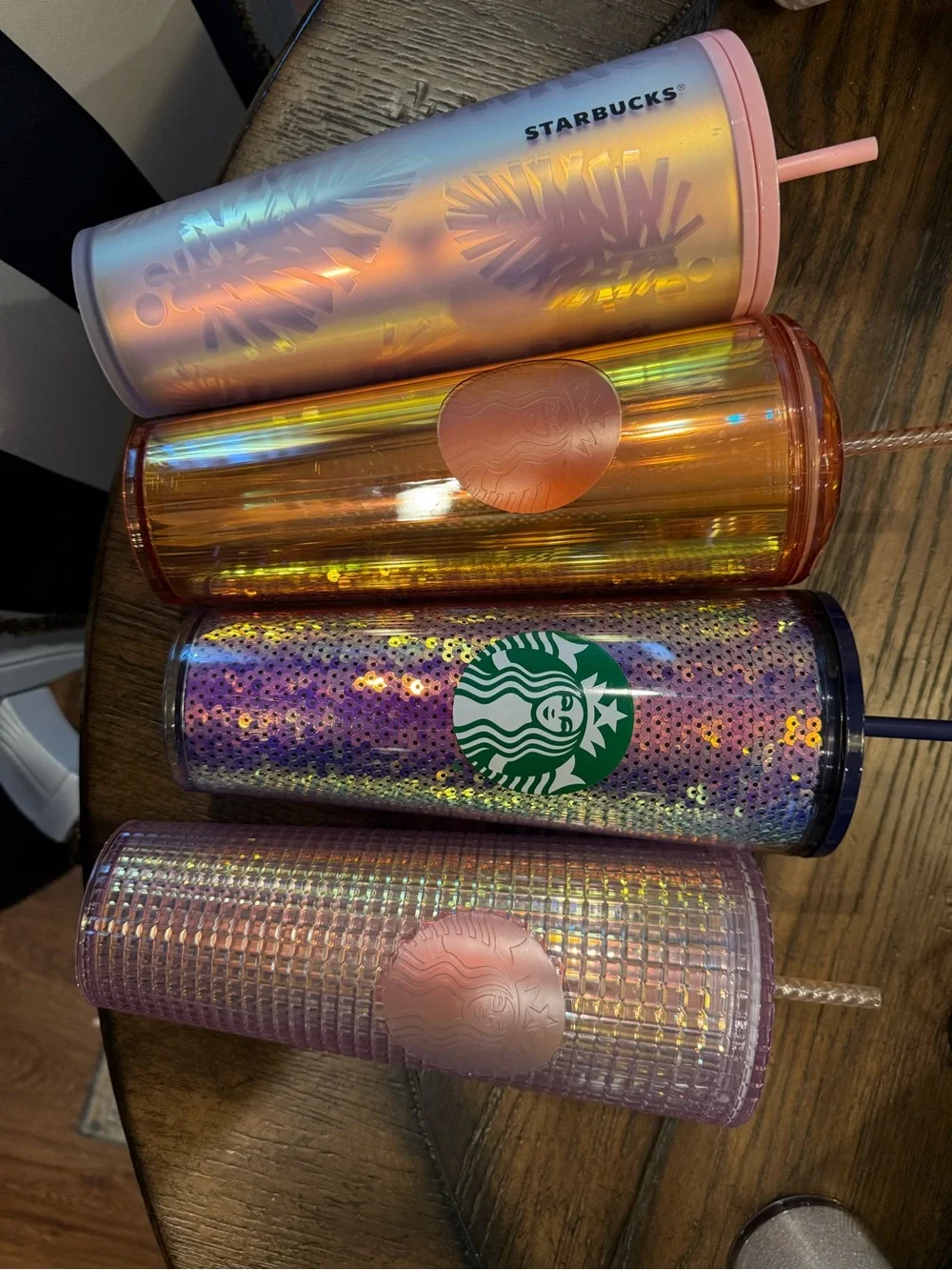 Starbucks Iridescent Pink, Orange, Purple & Gold Cold Tumbler Set